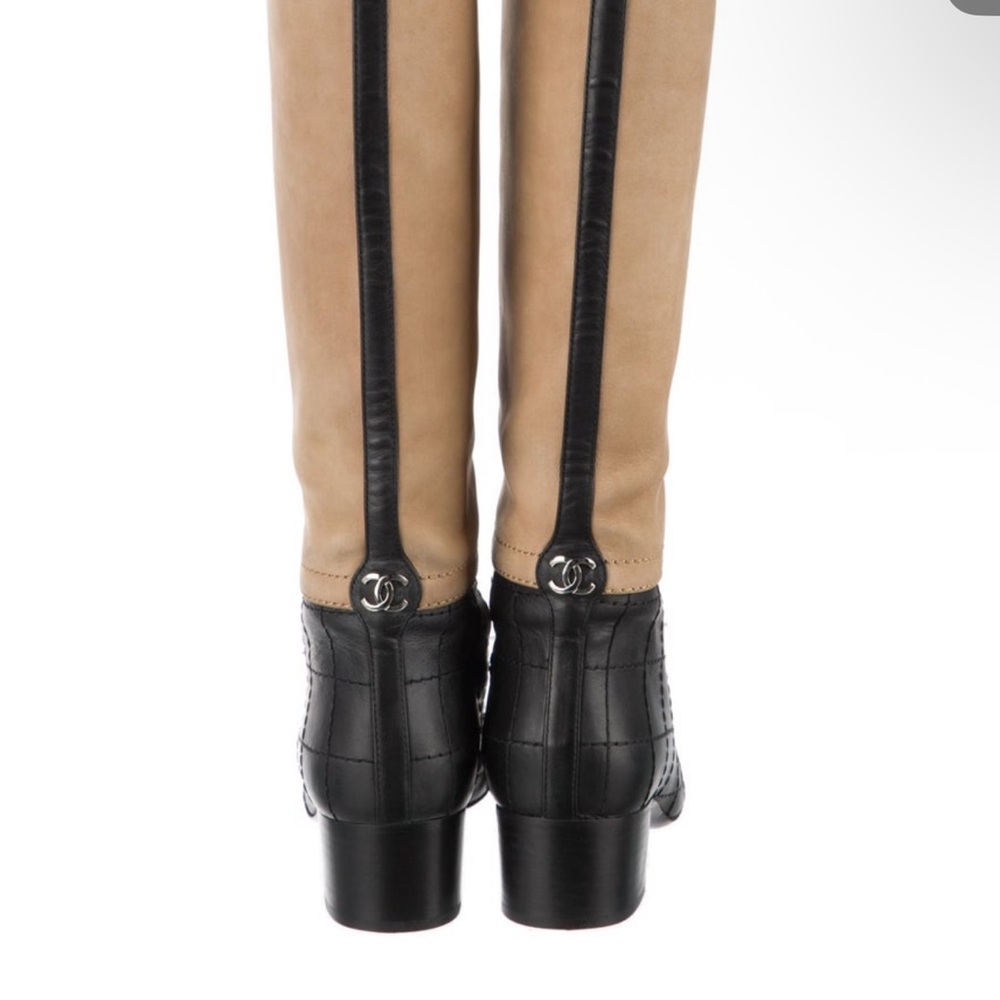 CHANEL Two-Tone Beige and Black Boots